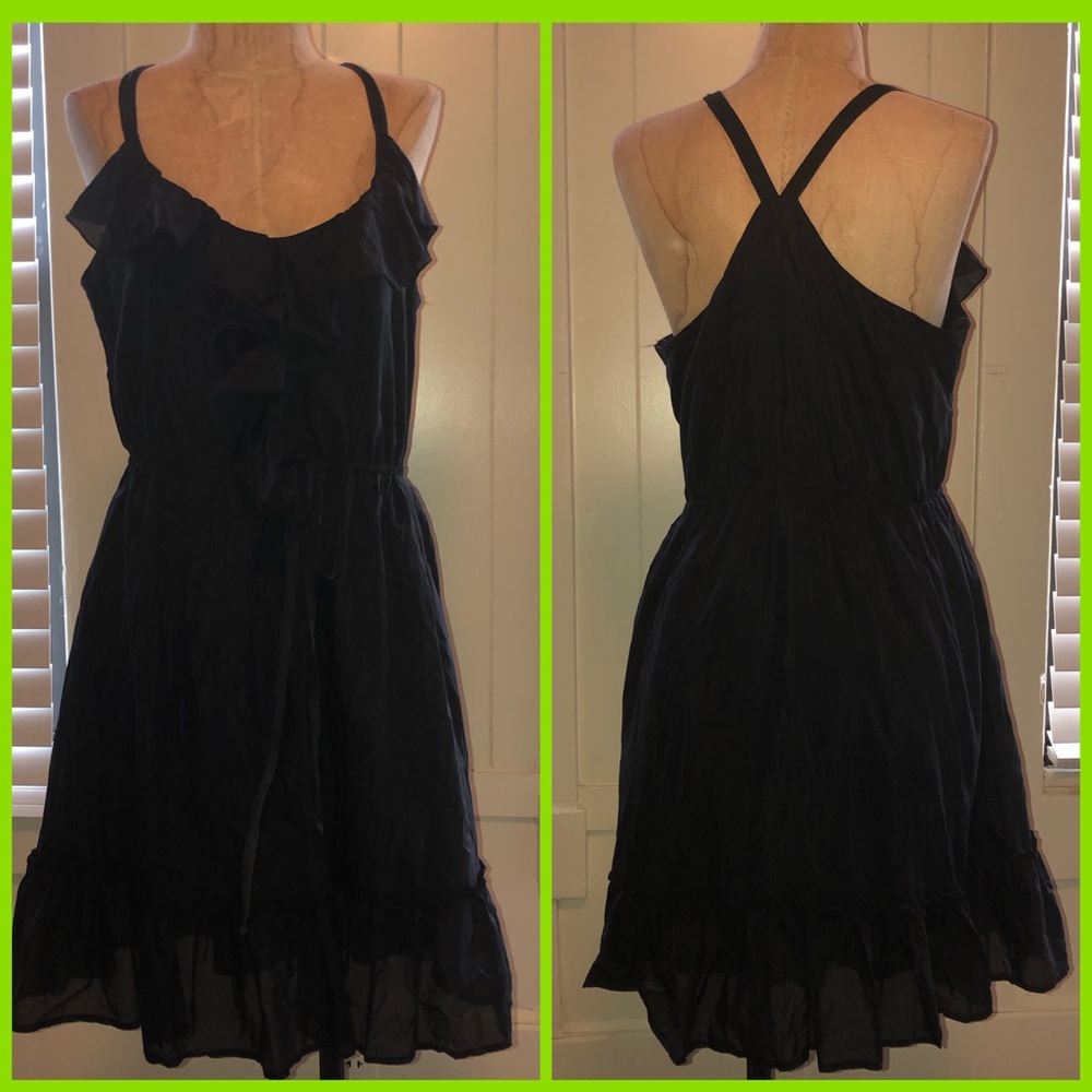 Karlie Silk Cotton Short Ruffle Dress Lined